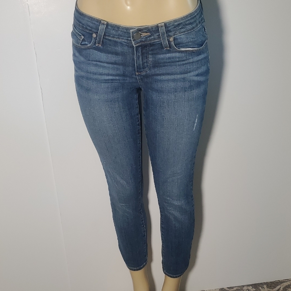 Paige Women's Kylie Crop Mid Rise Medium Dark Wash Jeans Blue Size 27